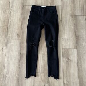 Abercrombie‎ Curve Super Skinny Ankle High Rise Distressed Black Size 27 / 4